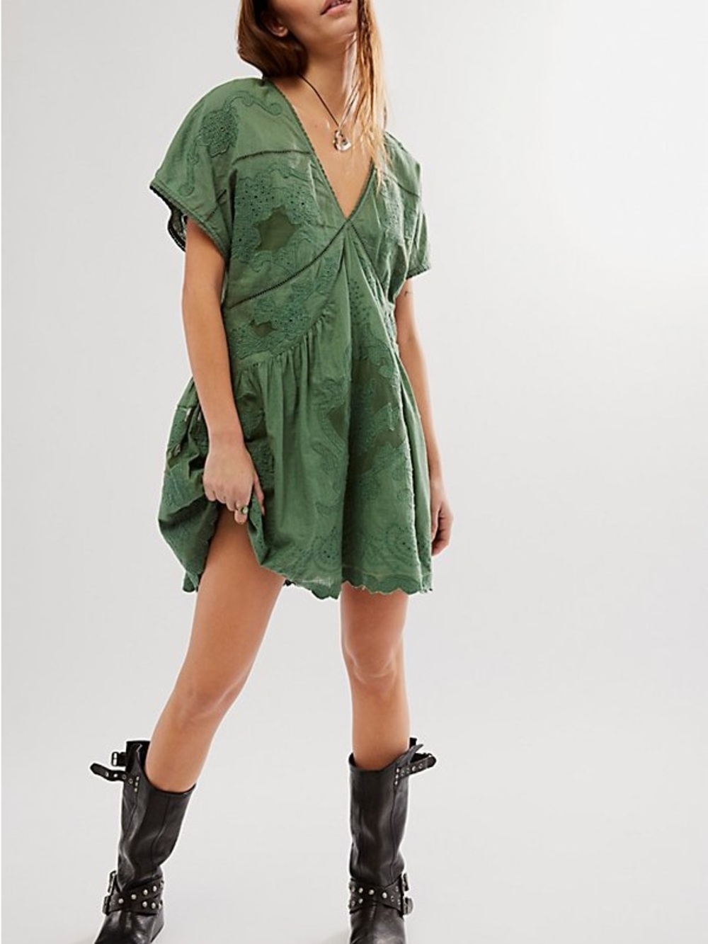 Free People Sage Green Serenity Mini Dress Women's Size XS